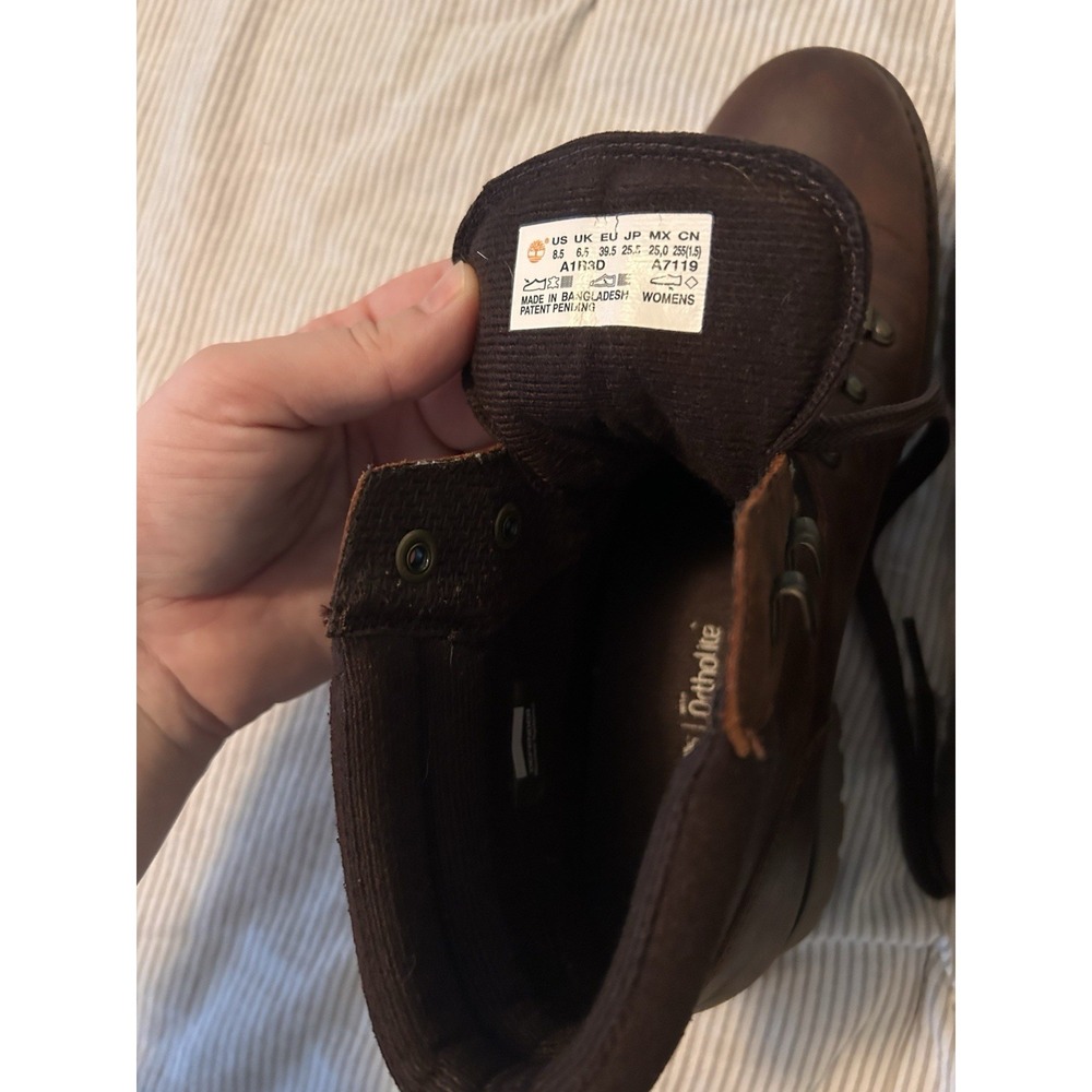 Timberland Womens 8.5 Ellendale Mid Lace-Up Boots Leather dark brown hiking fall - Picture 6 of 10
